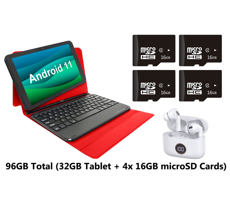 Visual Land 10" 32GB Tablet w/ Keyboard, 16GBCards & Earbuds — View 10