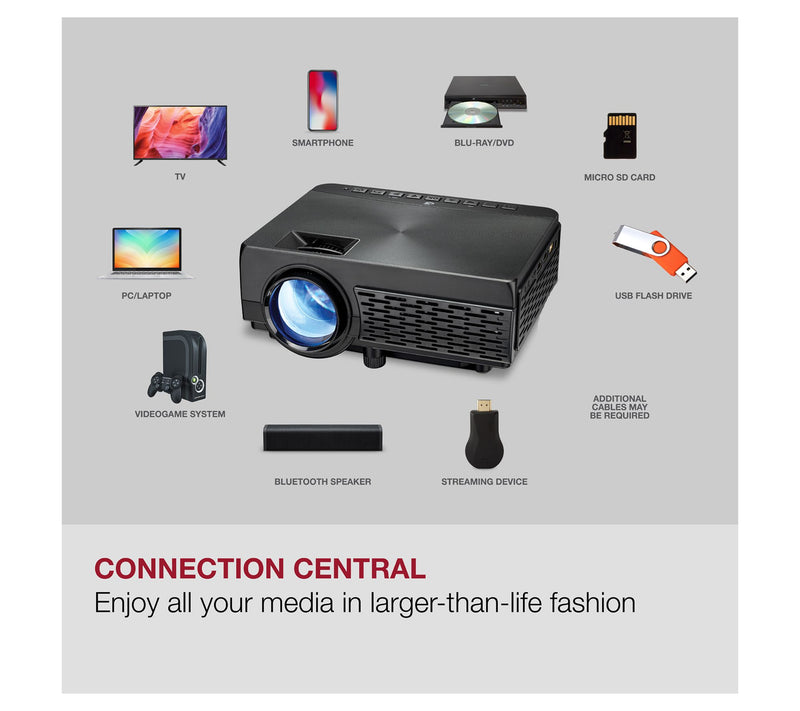 GPX All-in-One Projector with Bluetooth & 120"creen Kit — View 3