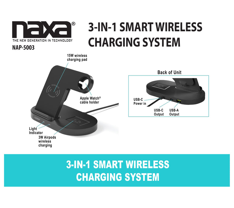 Naxa 3-in-1 Smart Wireless Charging System — View 6