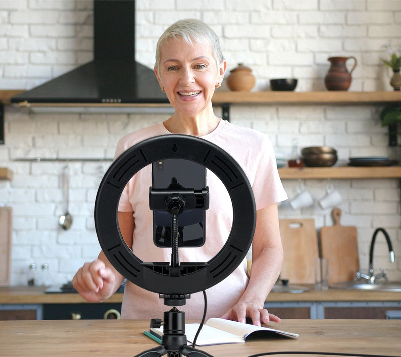 GPX TPDL801B Tripod with 8" Light Ring Vlogging Kit — View 4