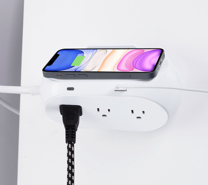 Globe Electric Wireless Charging Pod with 3 AC ports and 2 USB — View 6