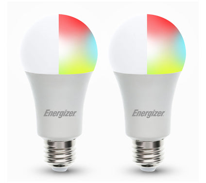 Energizer White & Color Dimmable 2-pack of Smart LED A19 Light Bulbs