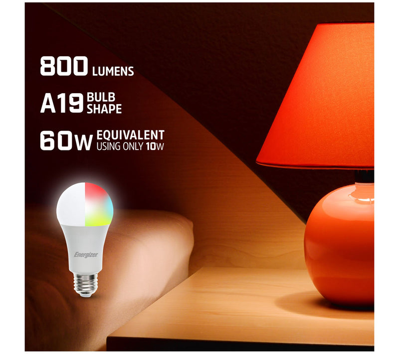Energizer White & Color Dimmable 2-pack of Smart LED A19 Light Bulbs — View 5