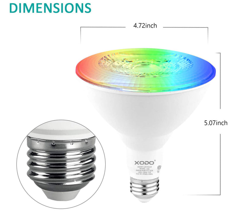XODO Smart Floodlight LED Bulb 6-Pack Multi-Color WiFi E26 11W — View 4