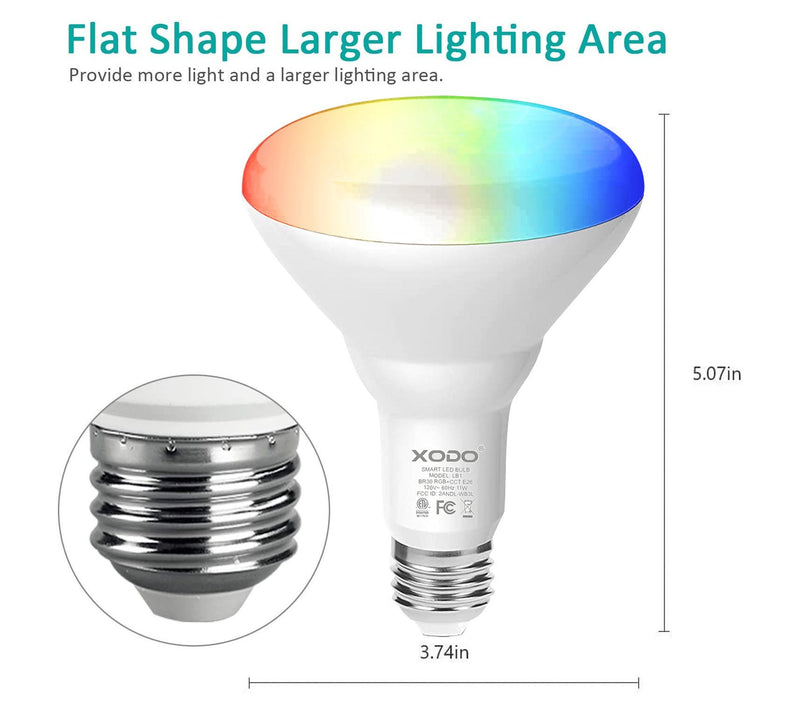XODO Smart Floodlight LED Bulb 2-Pack Multi Color WiFi E26 11W — View 2
