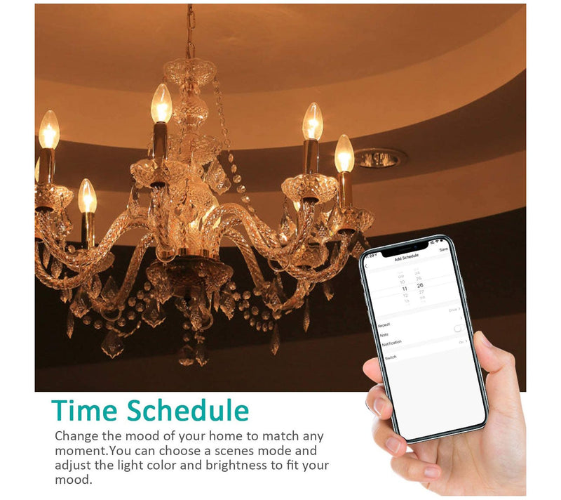 XODO Smart Candelabra LED Bulb 2-Pack Multi-Color WiFi E12 5W — View 4