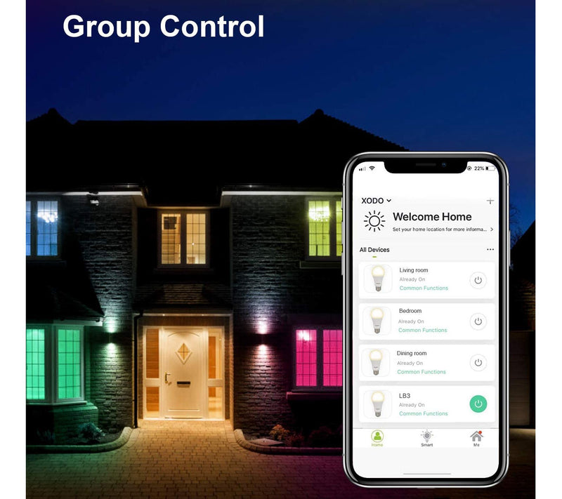XODO Smart Candelabra LED Bulb 4-Pack Multi-Color Wi-Fi E12 5W — View 8