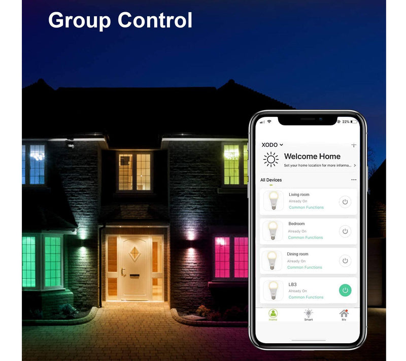 XODO Smart Candelabra LED Bulb 8-Pack Multi-Color WiFi E12 5W — View 5