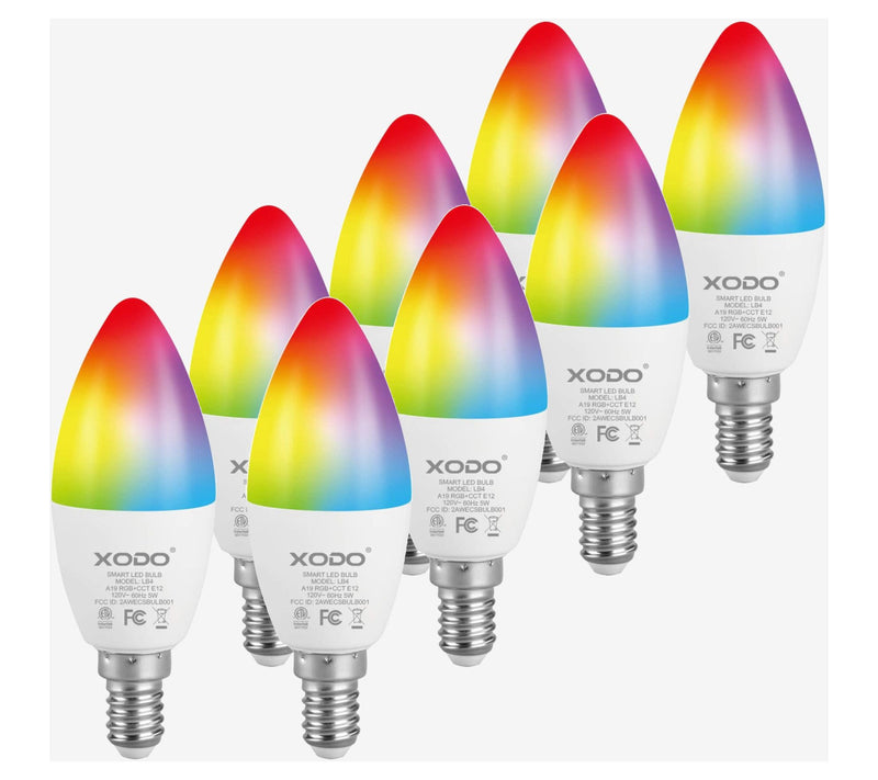 XODO Smart Candelabra LED Bulb 8-Pack Multi-Color WiFi E12 5W — Main view