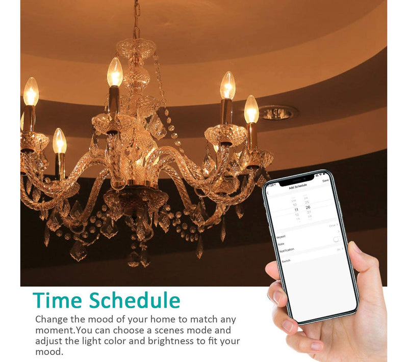 XODO Smart Candelabra LED Bulb 6-Pack Multi-Color WiFi E12 5W — View 3