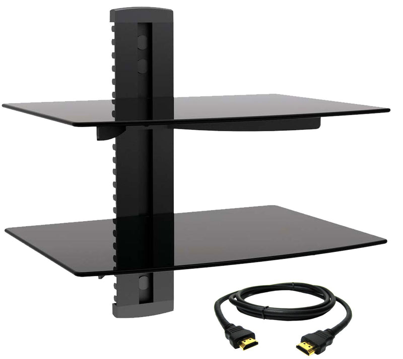 MegaMounts Tempered Glass Double-Shelf Mount w/HDMI Cable — Main view