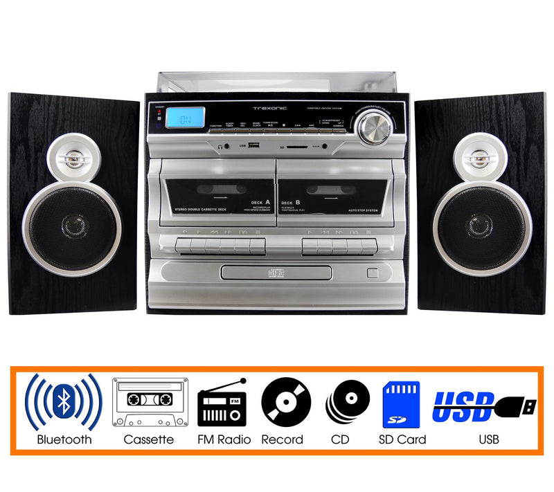 Trexonic 3-Speed Turntable with CD Player and Dual Cassette — View 4