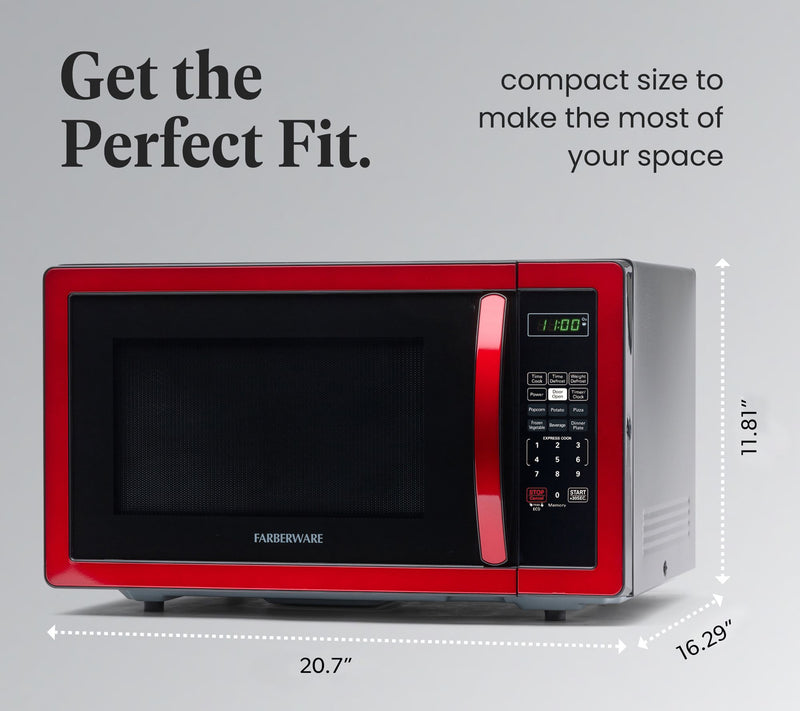 Farberware Classic 1.1 Cubic Foot Microwave Oven- Metallic Re — View 5