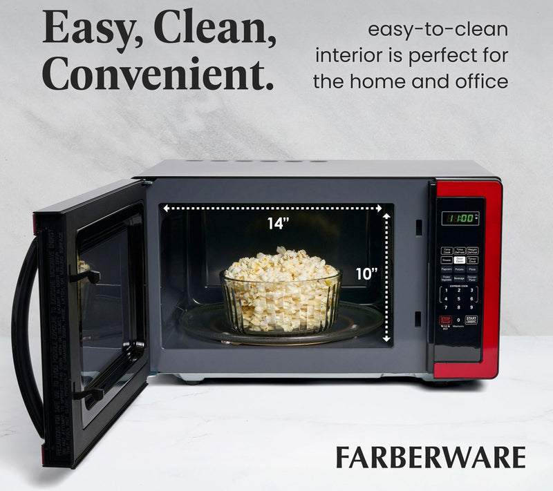 Farberware Classic 1.1 Cubic Foot Microwave Oven- Metallic Re — View 6
