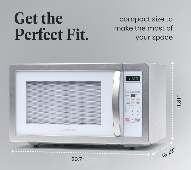 Farberware Classic 1.1 Cubic Foot Microwave Oven - White — View 5