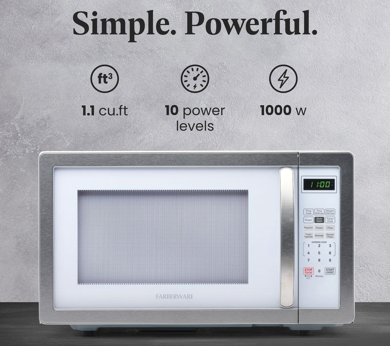 Farberware Classic 1.1 Cubic Foot Microwave Oven - White — View 3