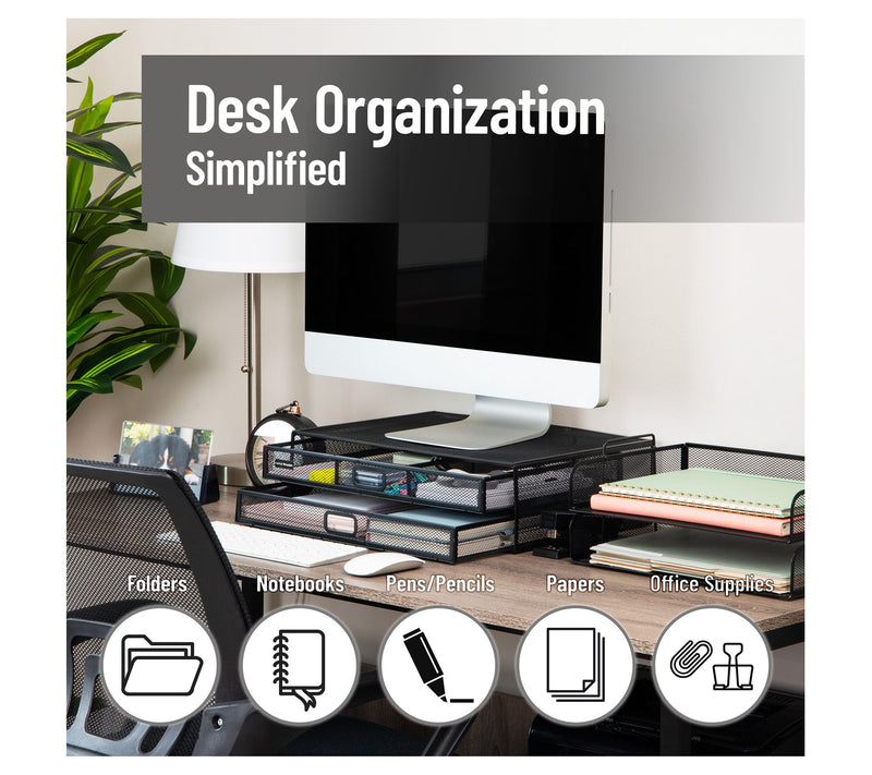 Mind Reader Metal Desk Monitor Stand Riser with2 Drawers — View 8