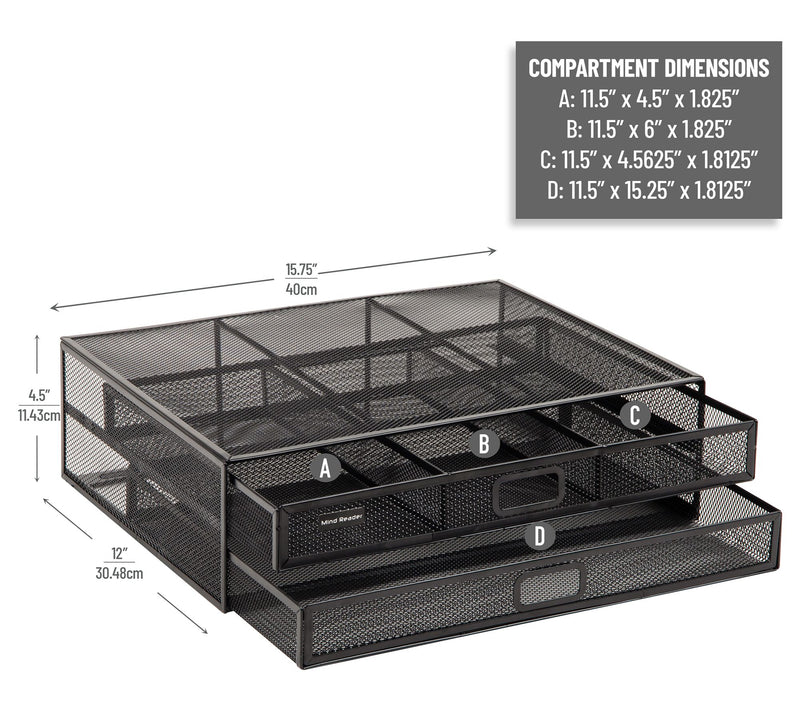 Mind Reader Metal Desk Monitor Stand Riser with2 Drawers — View 9