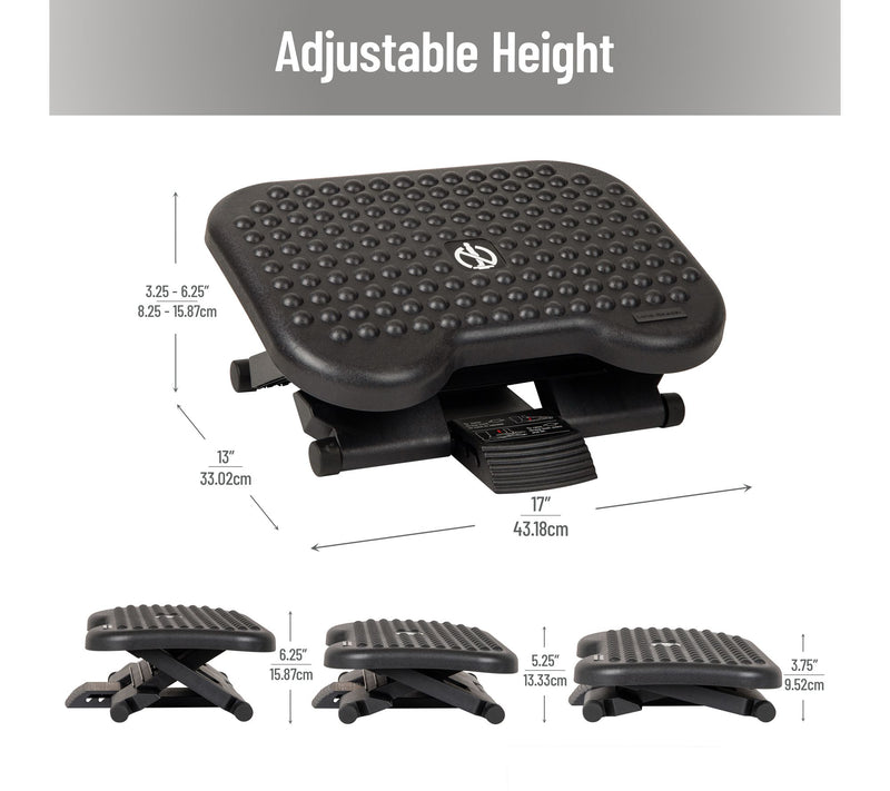 Mind Reader 3-Position Adjustable Height Leg-Lifting Foot Rest — View 3