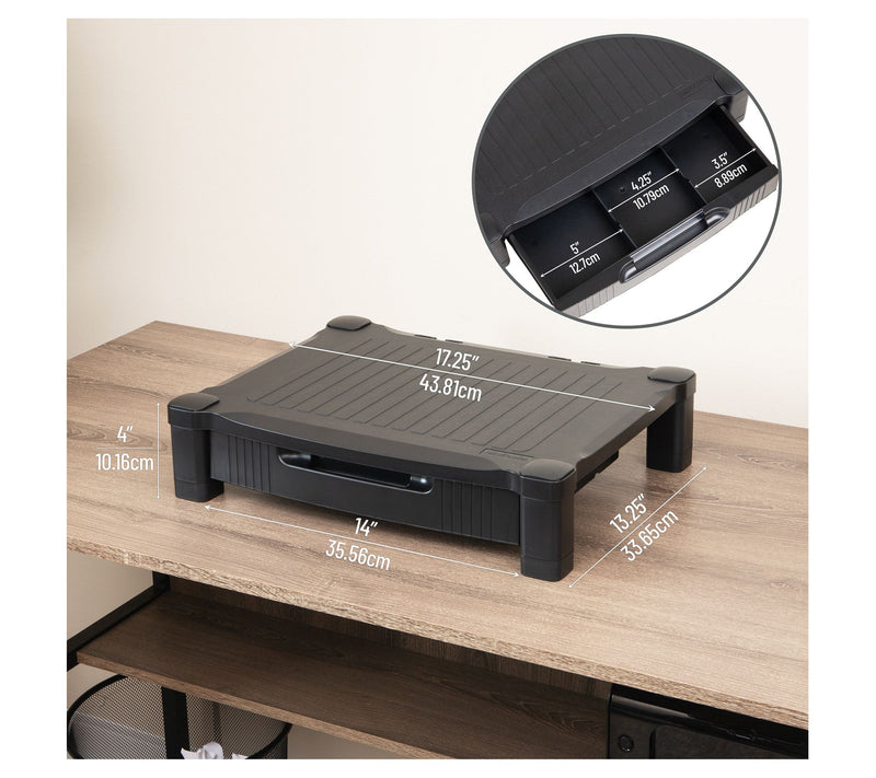Mind Reader Monitor Stand Riser with Drawer Storage — View 3