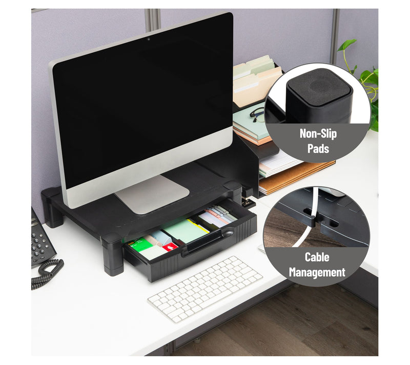 Mind Reader Monitor Stand Riser with Drawer Storage — View 4