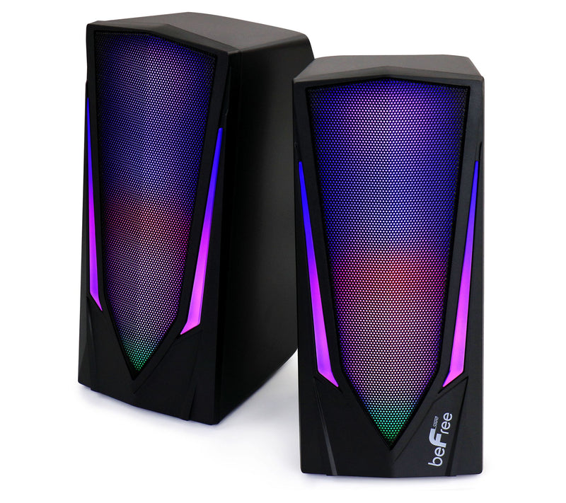 beFree Sound 2.0 Computer Gaming Speakers w/ LED RGB Lights — View 4