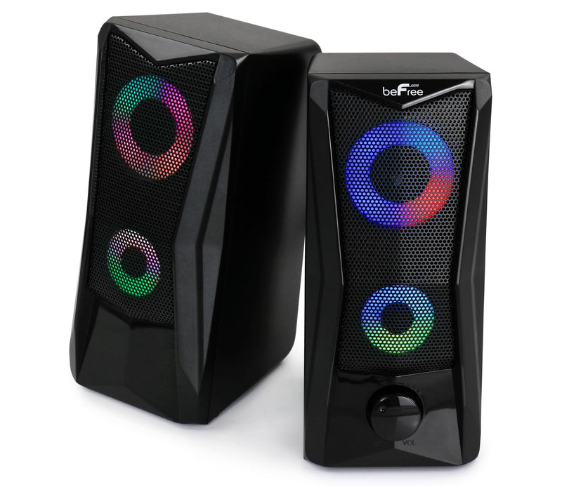 beFree Sound Computer Gaming Speakers w/ Color LED RGB Lights — View 4