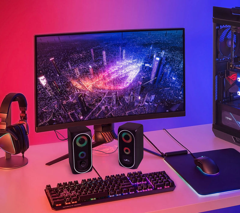 beFree Sound 2.0 Computer Speakers w/ RGB LED Lights — View 10