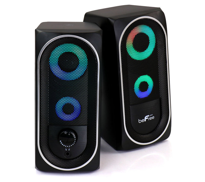 beFree Sound 2.0 Computer Speakers w/ RGB LED Lights — View 4