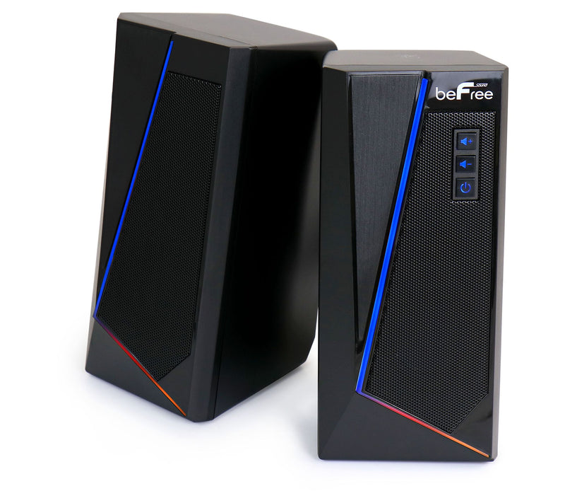 beFree Sound 2.0 Computer Gaming Speakers w/ Co lor LED Lights — View 4