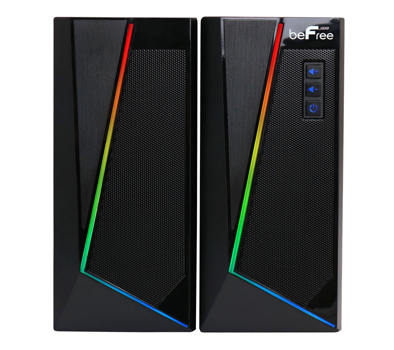 beFree Sound 2.0 Computer Gaming Speakers w/ Co lor LED Lights — Main view