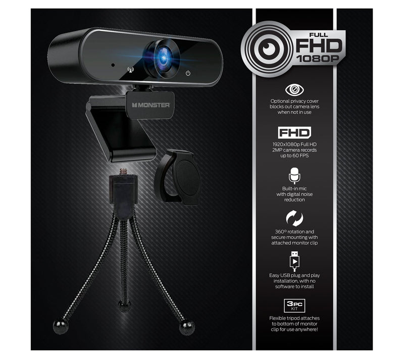 Monster Insight Pro HD Webcam 1920x1080 with Li ght Correction — View 4
