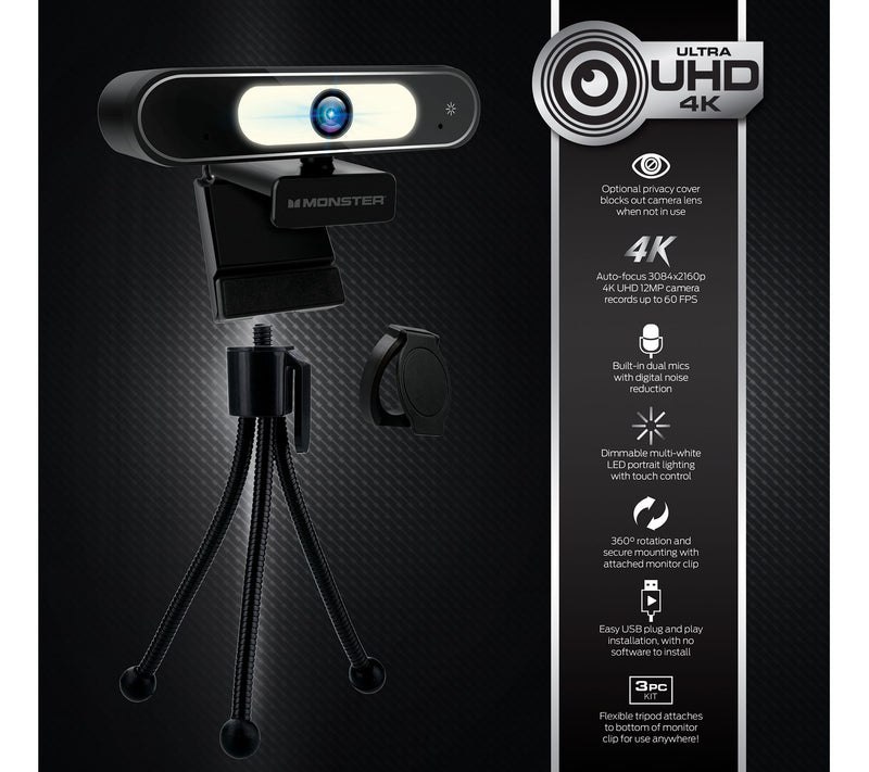 Monster Insight Focus 4K Webcam w/ Auto Focus&Light 3840x2160 — View 8