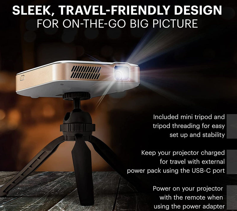 Kodak Luma 400 HD Smart Portable Mini Projectorw/ Tripod — View 4