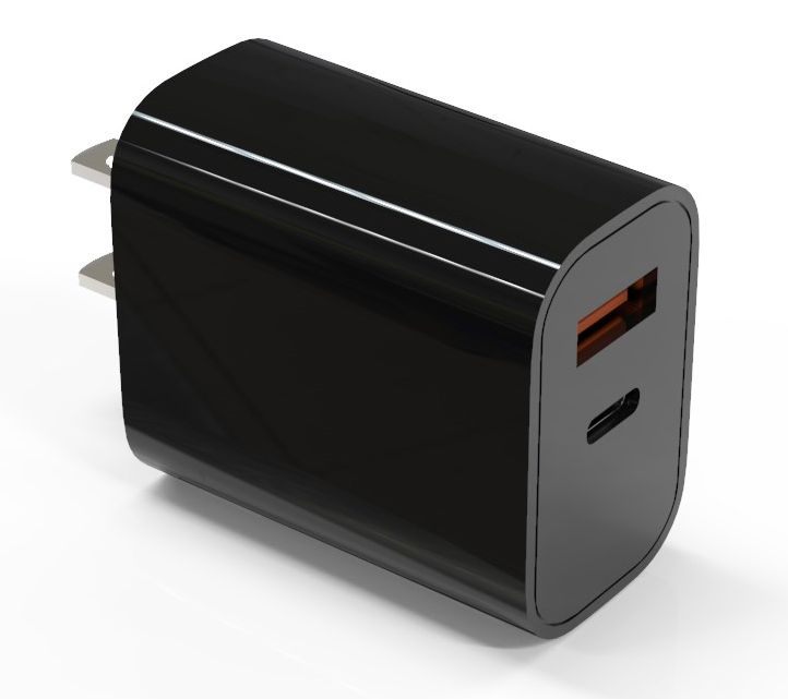 Dual Port USB-C Wall Plug-in USB Charger 20W Power — Main view