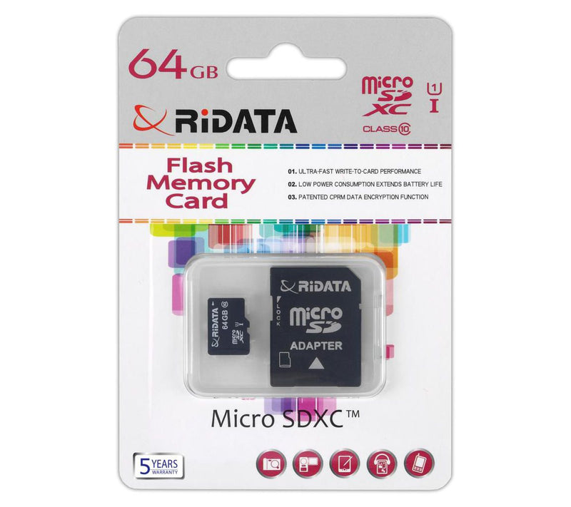 RiData 64GB MicroSD Memory Card with Adapter — Main view