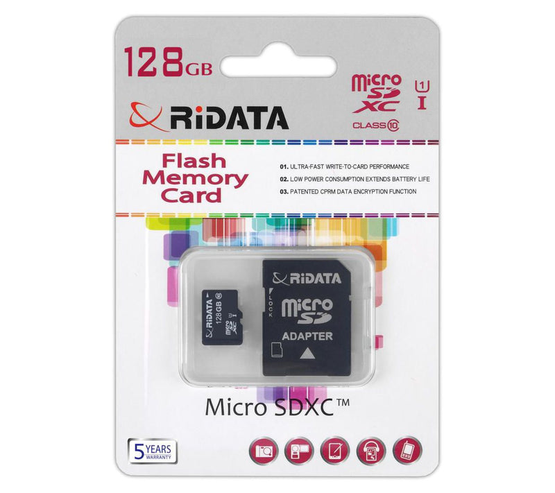 RiData 128GB MicroSD Memory Card with Adapter — View 3