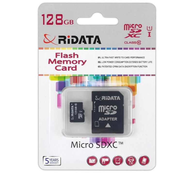 RiData 128GB MicroSD Memory Card with Adapter — View 2