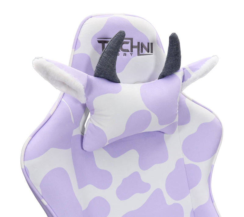 Techni Sport Cow Print Memory Foam Adjustable PGaming Chair — View 12