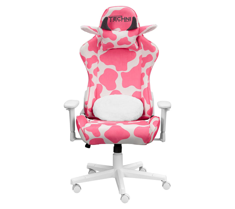 Techni Sport Cow Print Memory Foam Adjustable PGaming Chair — View 5