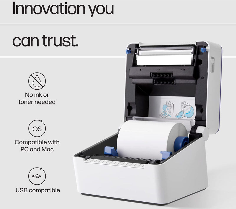 HP Shipping Label Printer, 4x6 Thermal Label Printer 203 DPI — View 8