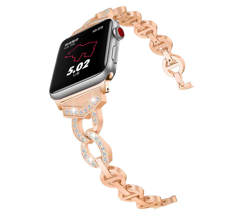 WorryFree Gadgets Apple Watch 41mm Metal Band w/ Rhinestones — View 5
