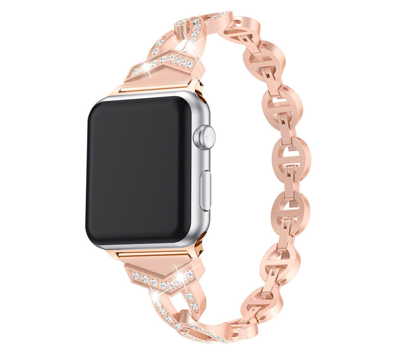 WorryFree Gadgets Apple Watch 45mm Metal Band w/ Rhinestones — View 3