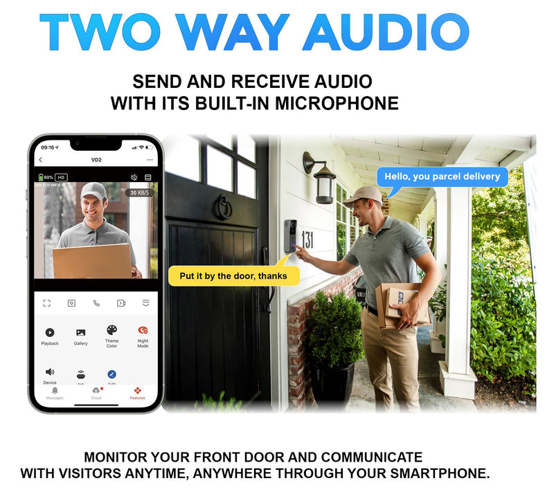 XODO Smart Video Doorbell Wi-Fi 2K HD Wirelessecurity Camera — View 9