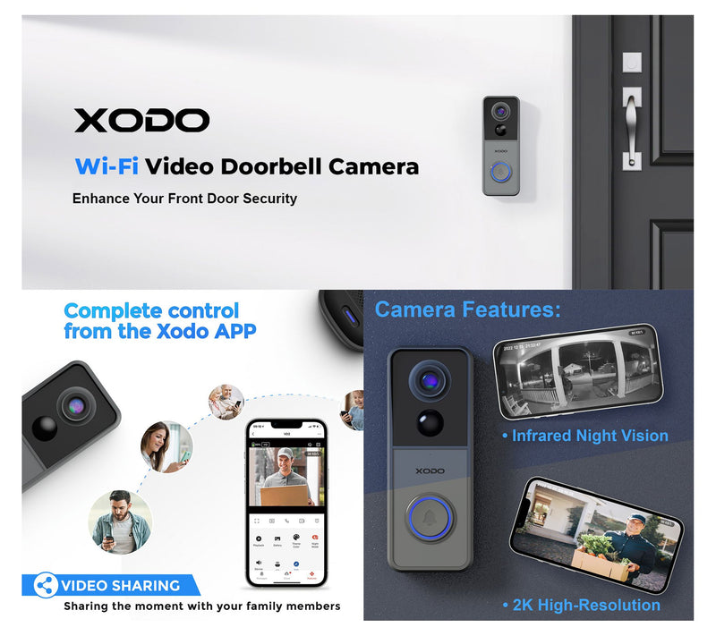 XODO Smart Video Doorbell Wi-Fi 2K HD Wirelessecurity Camera — View 6