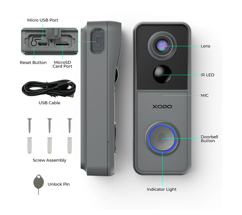 XODO Smart Video Doorbell Wi-Fi 2K HD Wirelessecurity Camera — View 10