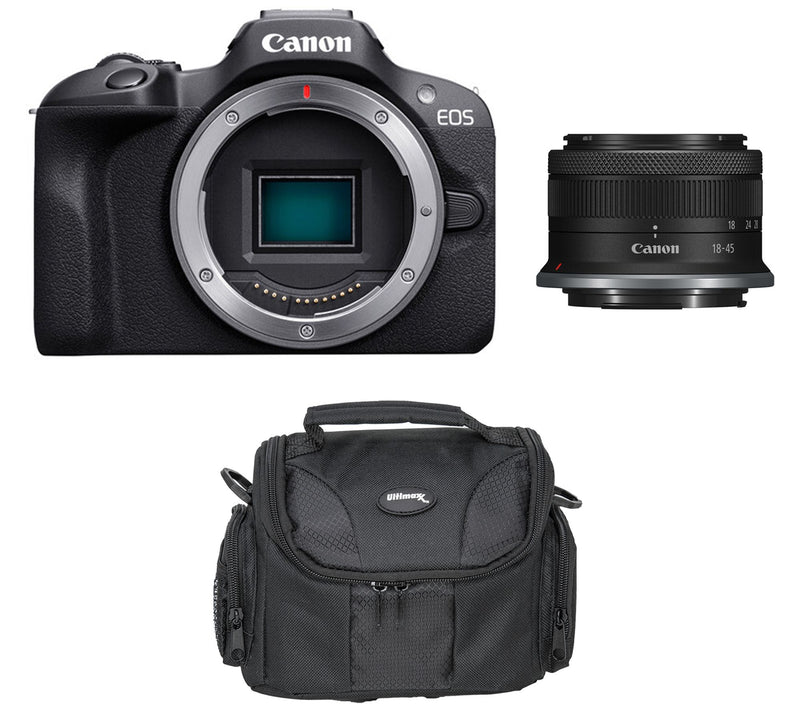 Canon EOS R100 Mirrorless Camera w/ 18-45mm Lens Bundle — Main view