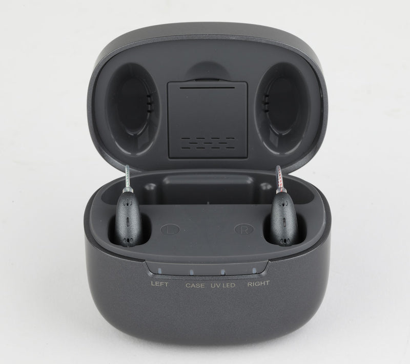 Brookstone Rechargeable Bluetooth OTC Hearing Aids & Charging Case — View 3