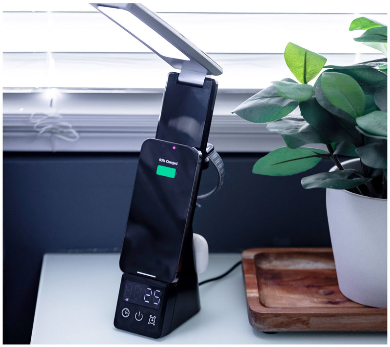 Xtreme 5-in-1 LED Desk Lamp with Alarm Clock & Wireles Charging — View 6