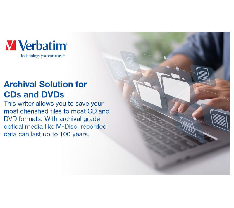 Verbatim External CD/DVD Writer USB-A/USB-C — View 6